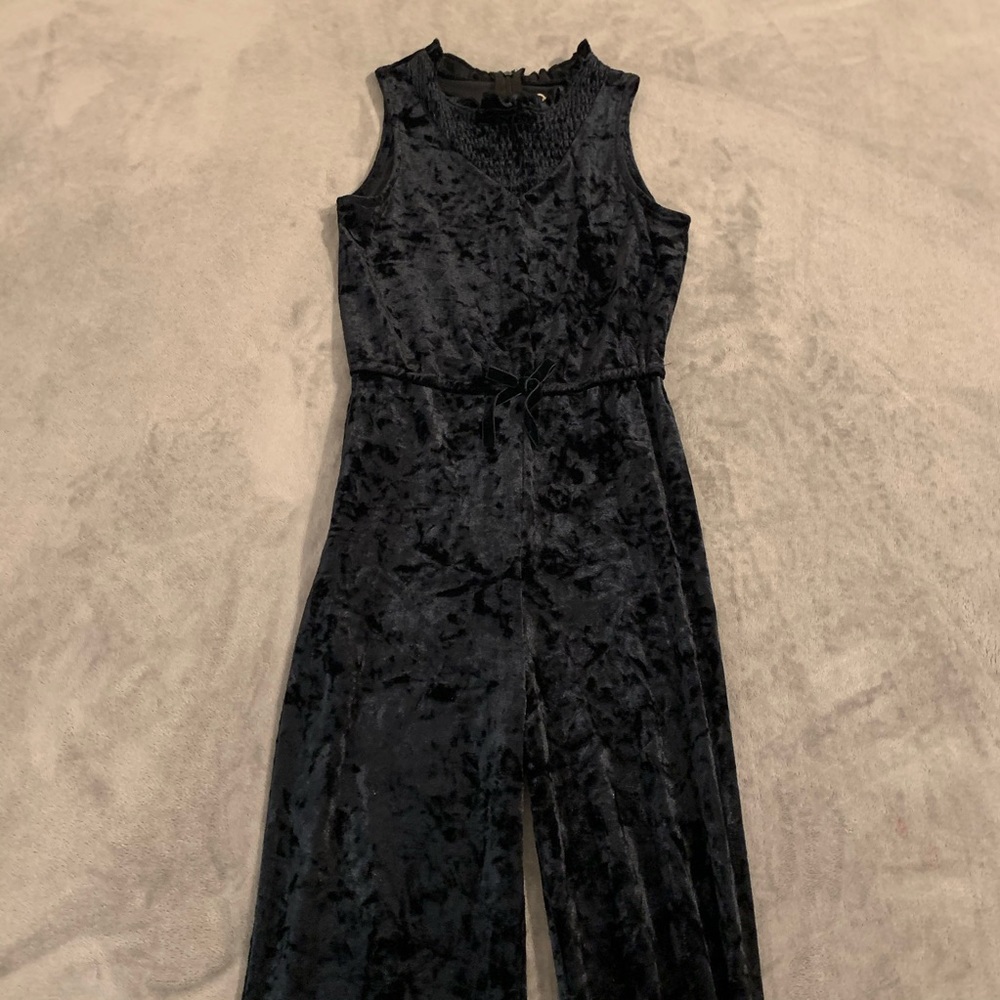 Black velvet pant romper